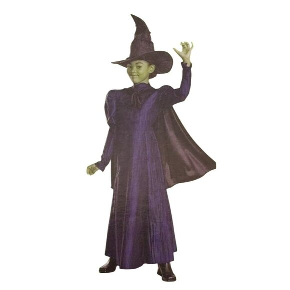 Disguise Girls S (6/6X) Wicked Elphaba Deluxe Costume With Dress, Cape and Hat - Picture 1 of 8
